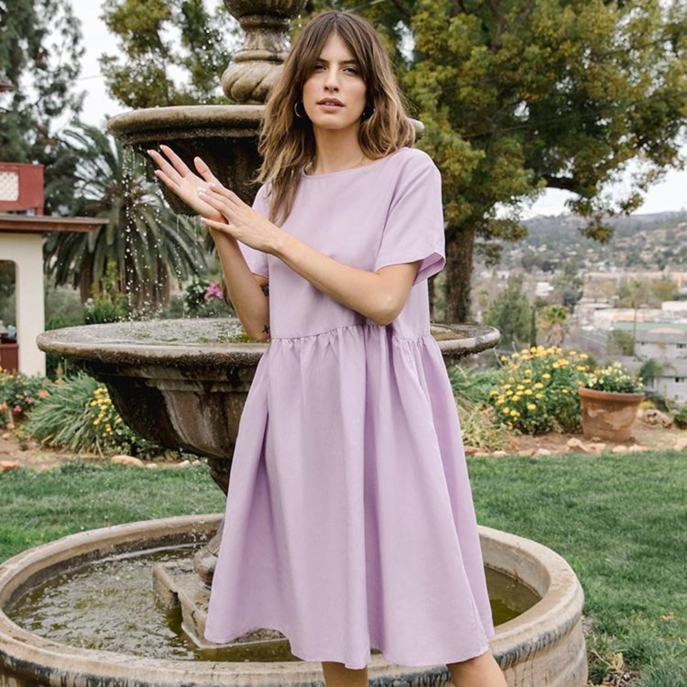 Tradlands Lilac Short-Sleeve Midi Dress